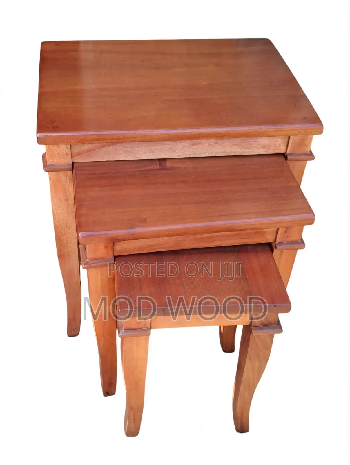 Handcrafted Warm Mahogany Solid Wood Nesting Tables