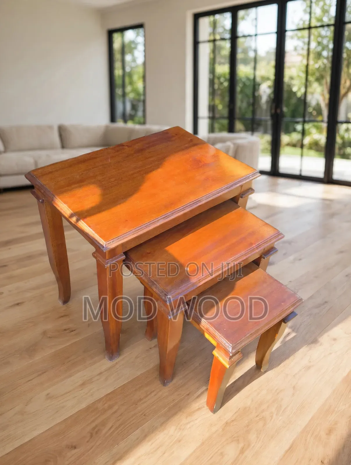 Handcrafted Solid Wood Nesting Tables Set of Three