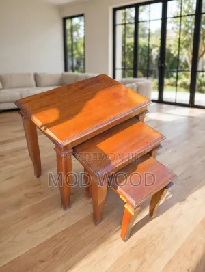 Handcrafted Solid Wood Nesting Tables Set of Three