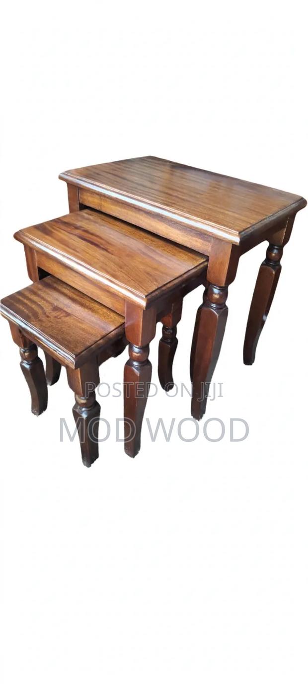 Artisan Dark Brown Solid Wood Nesting Tables Se - thumbnail 2