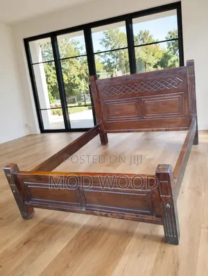 Heritage Carved Dark Walnut Solid Wood Bed Frame