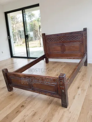 Heritage Carved Dark Walnut Solid Wood Bed Frame