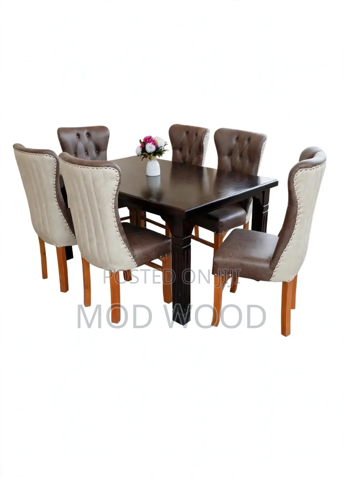Artisan Two-Tone 6 Seater Tufted Solid Wood Dining Set