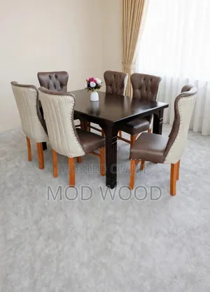 Artisan Two-Tone 6 Seater Tufted Solid Wood Dining Set