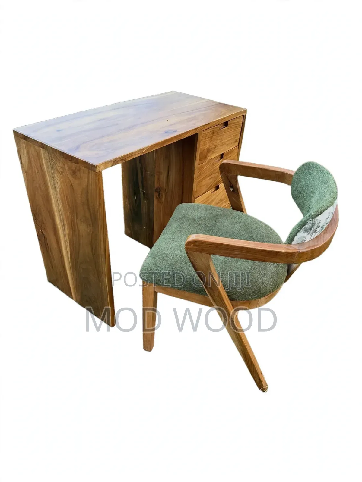 Modern Solid Wood Writing Desk and Armchair Set