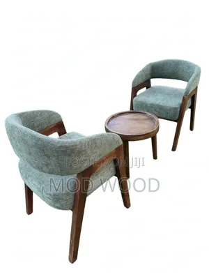 Handcrafted Solid Wood Lounge Chair and Table Set