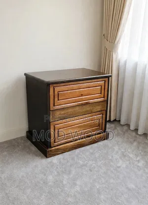 Handcrafted Wooden Bedside Nightstand With Paneled Drawers