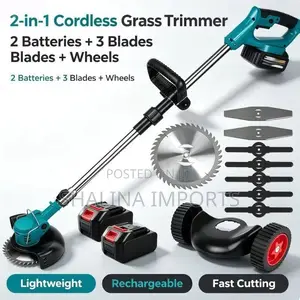 Foldable, Cordless Lawn Mower With Wheels Has Two-48v Batteries