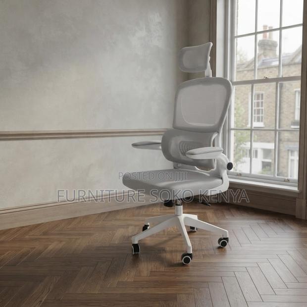 Office Chair; White Orthopedic Seat With Adjustable Knob - thumbnail 5