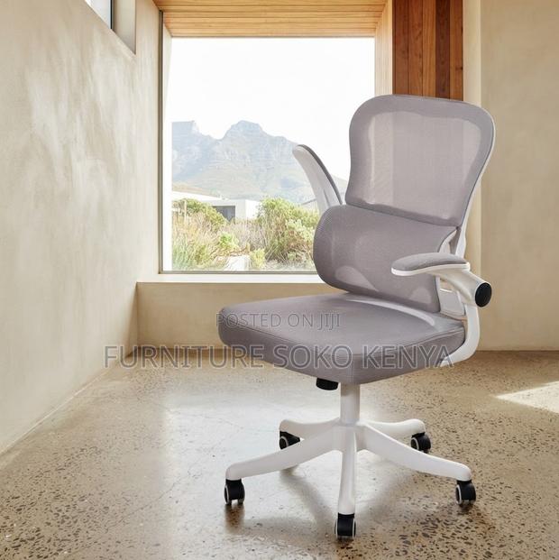 Office Chair; White Orthopedic Seat With Adjustable Knob - thumbnail 6