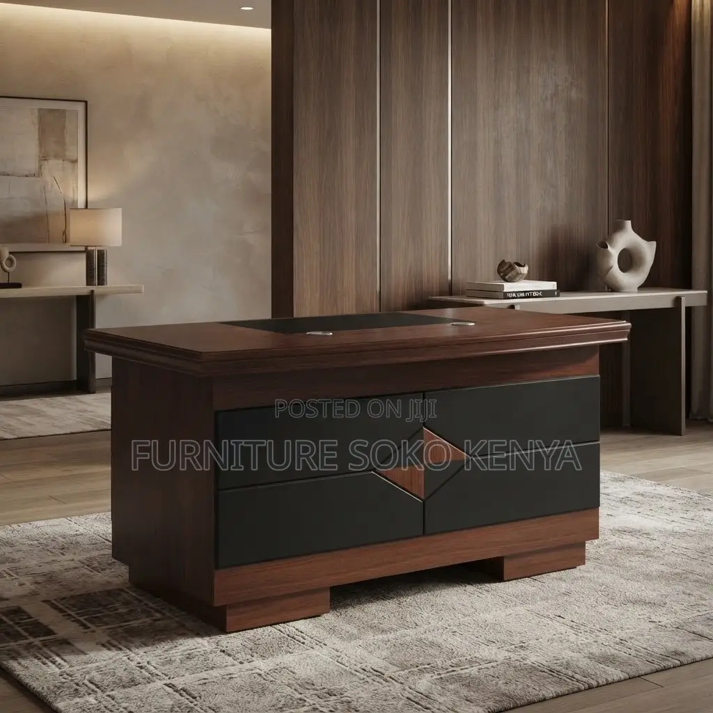 Office Desks:1400mm Mahogany Finish Executive Office Desk
