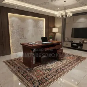 Office Desks:1400mm Mahogany Finish Executive Office Desk
