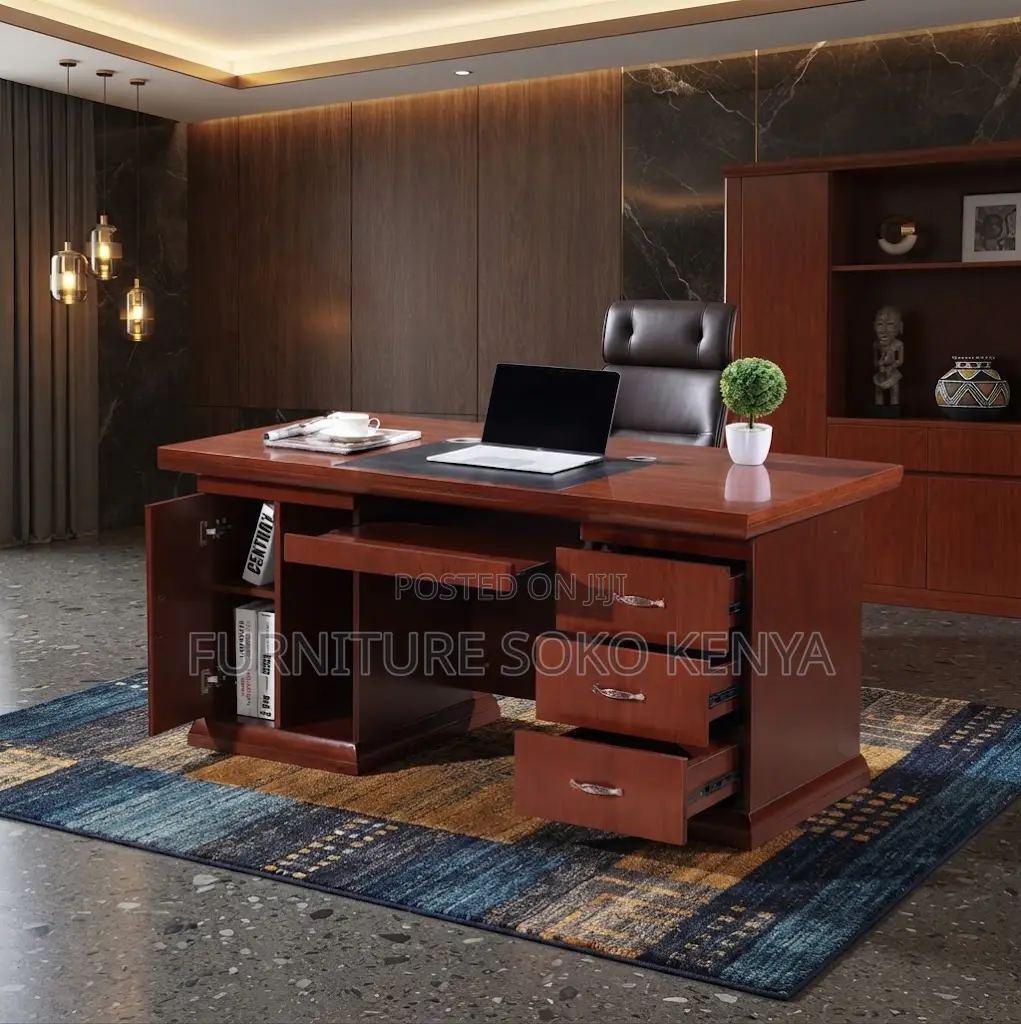 Office Desks:1400mm Mahogany Finish Executive Office Desk