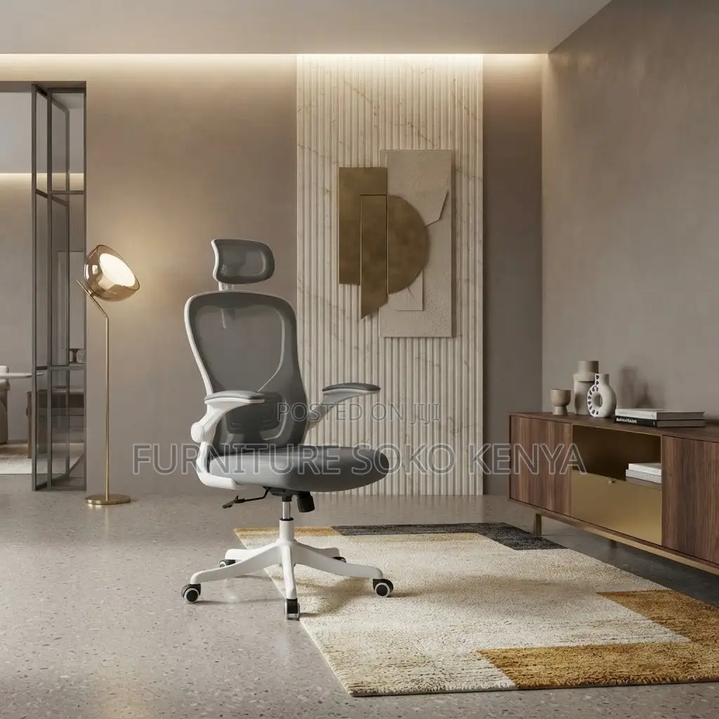 Office Chairs; Gray-White Orthopedic Office Seat