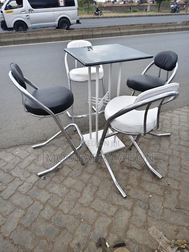 Restaurant Black and White High Table and Chairs - main view
