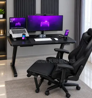 Straightfull Pure Black 120cm Electric Table