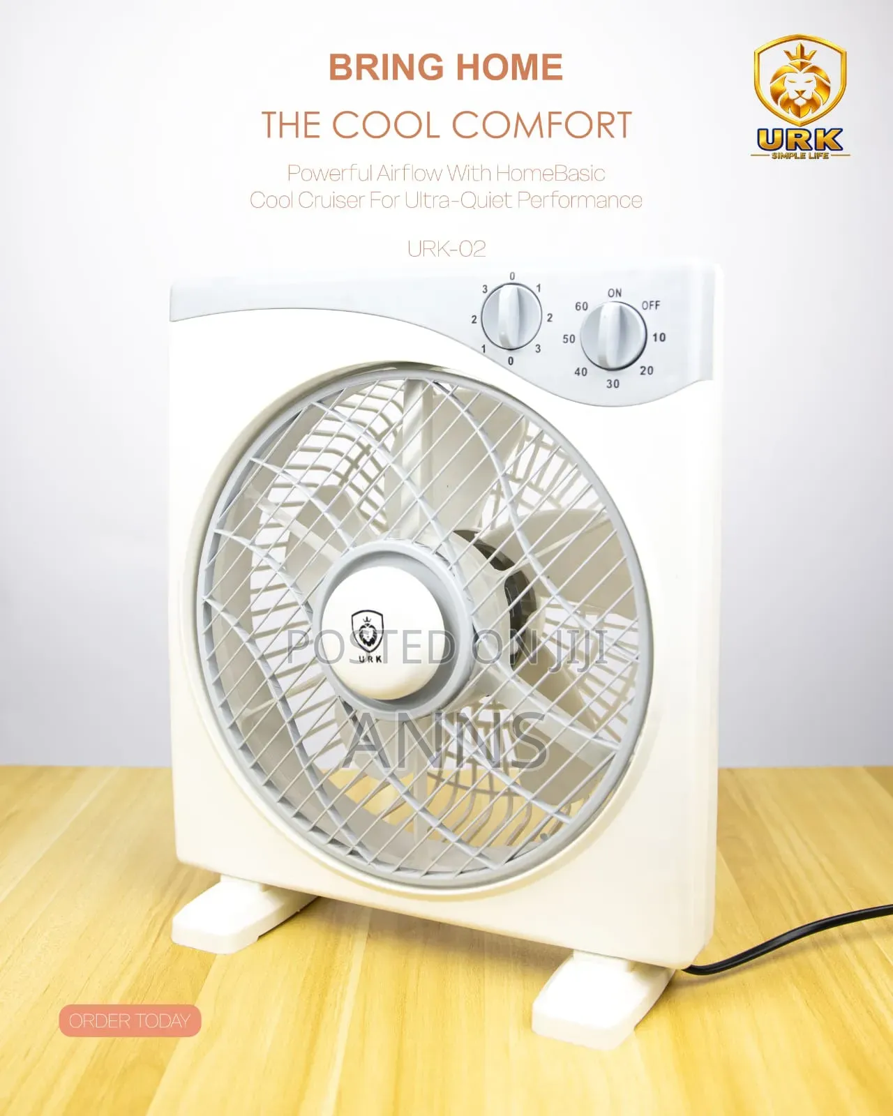 URK-02 Ultra Quiet Table Fan With Timer