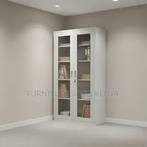 Office Cabinet; Glass-Frame Metal Filing Office Cabinet