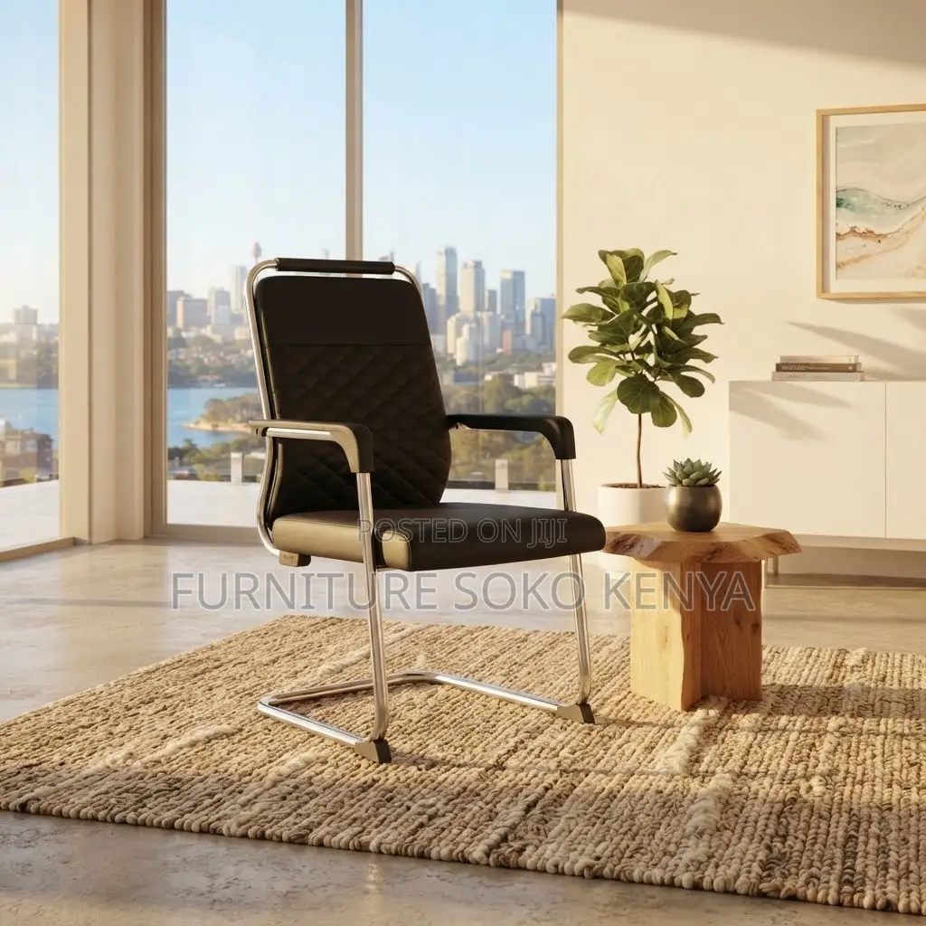 Office Chair; PU Leather Ergonomic Seat With Armrest