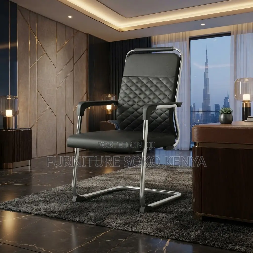 Office Chair; PU Leather Ergonomic Seat With Armrest