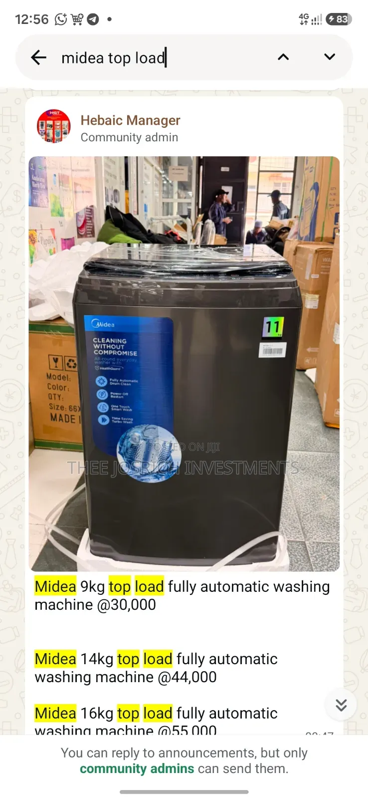 Midea 9 Kg Full Automatic Washing Machine Top Load