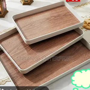 3PC Ceramic Serving Trays With White Edges