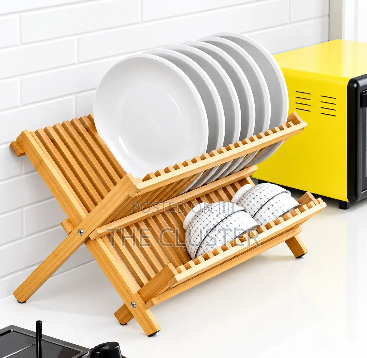 Foldable Natural Bamboo Kitchen Dish Rack