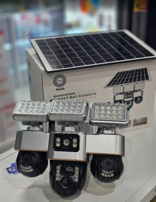 3 Lens Rotating Solar CCTV Camera – 4G SIM Card PTZ