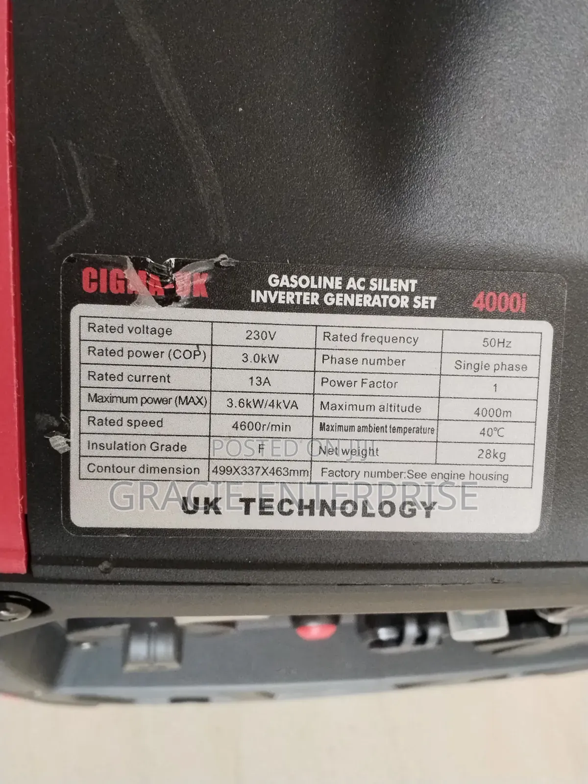 Silent Inverter Generator, Cigma UK 4000i