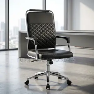 Swivel Chair : Black Quilted Leather Executive Office Chair