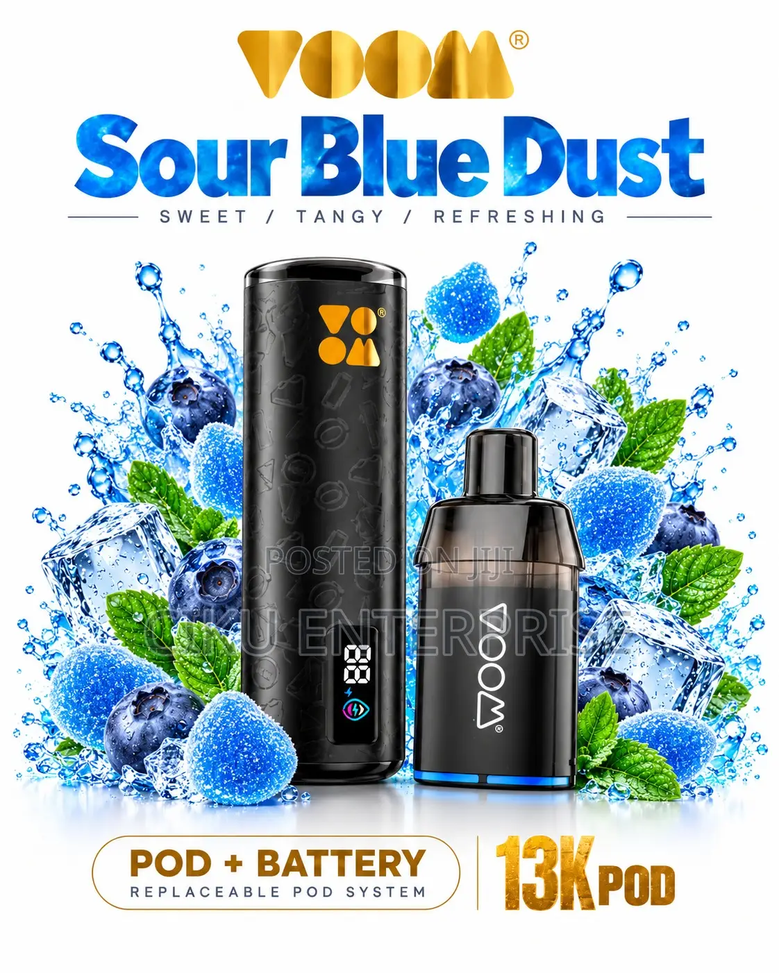 Voom Aura SourBlue Dust Vape Kit Disposable 13000 Puffs