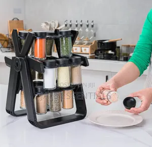 18pc Spice Jar Set With 360° Rotating Rack