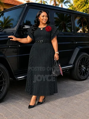 Stripped Long Dress With a Belt