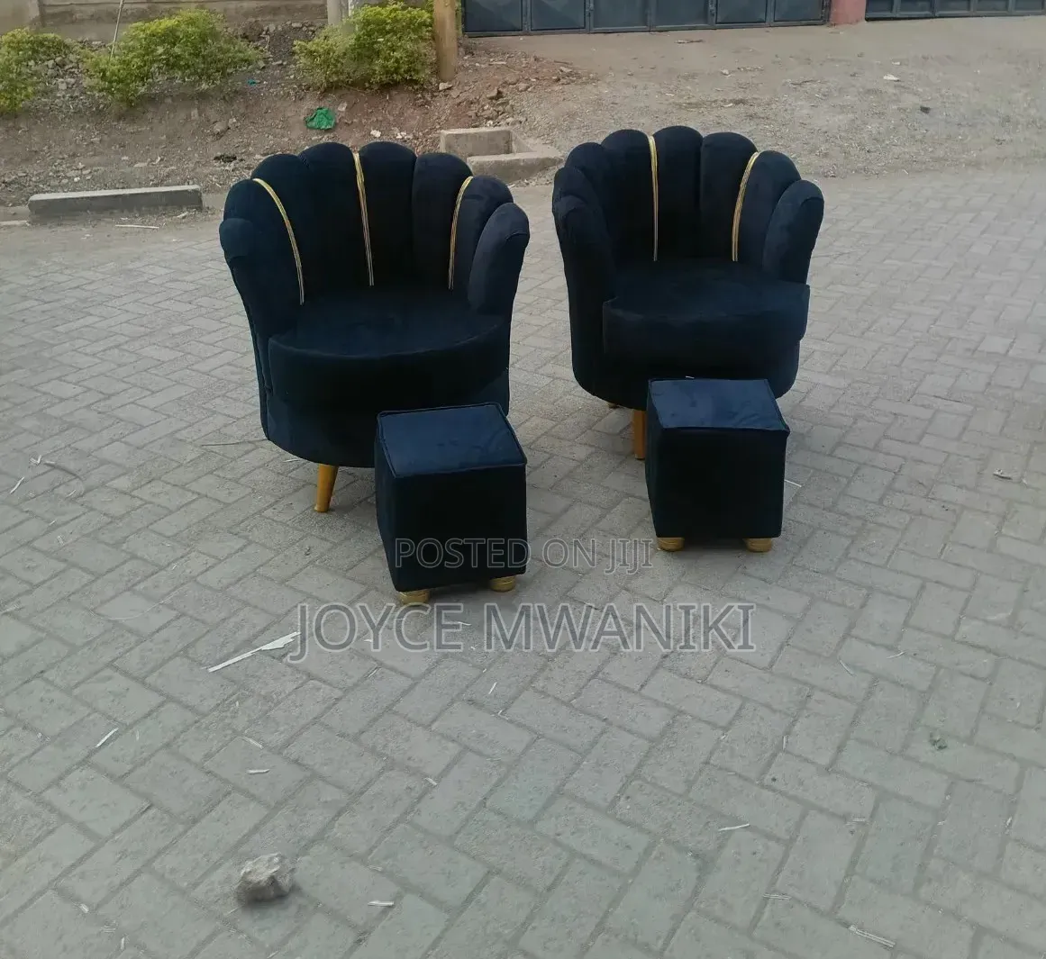 2 Stylish Flower Shaped Accent Chairs for Pedicure, Black