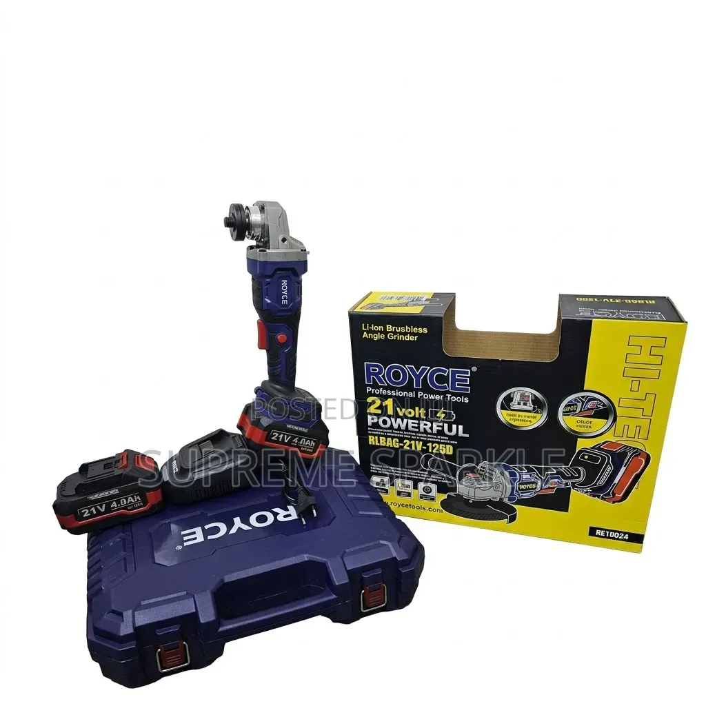 ROYCE 21V Cordless Brushless Angle Grinder Kit – 125mm (5").