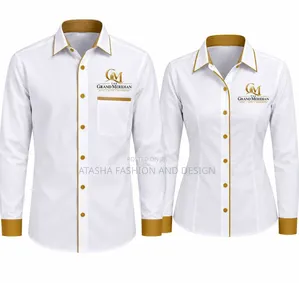 Shirt White Blended With Gold Long Sleeves