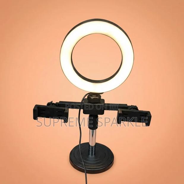 Desktop Ring Light With 2 Phone Holders & Adjustable Table Stand . - main view