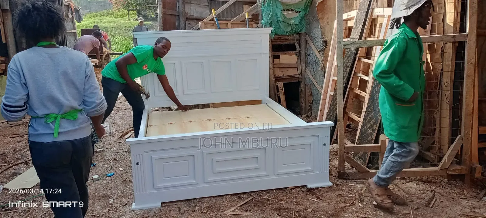 Block Board Bed White 5*6