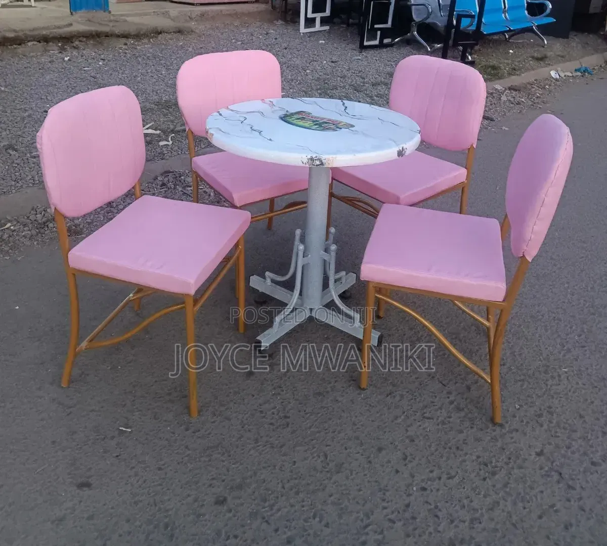 Restaurant Set Pink With Branded Marble Table