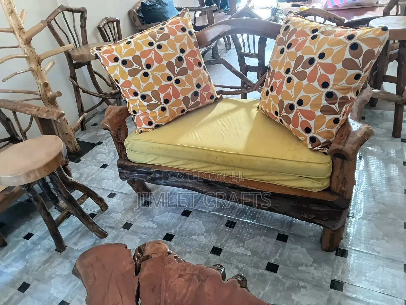Rustic Wood Sofa Set