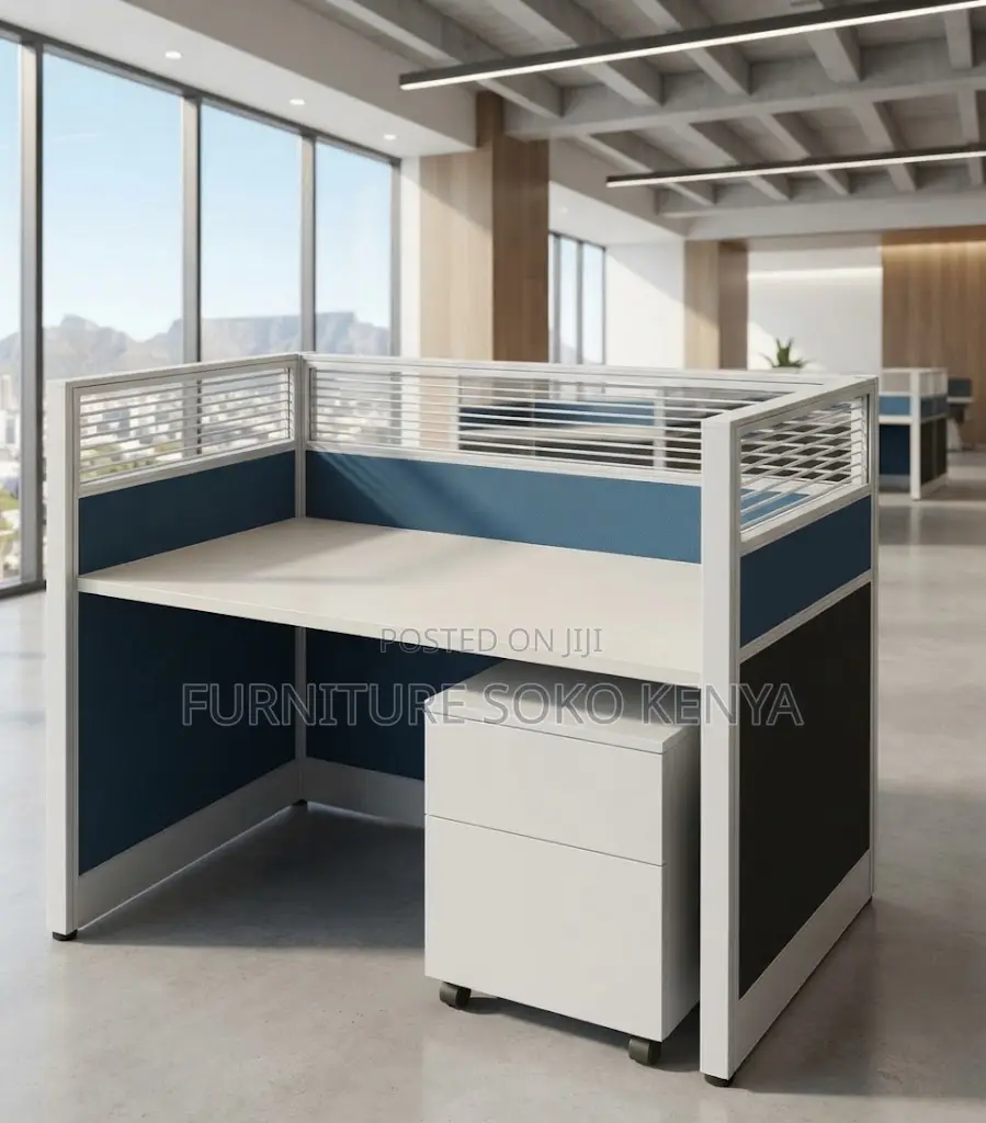 Workstations; Blue One User Modular Workstation With Cabinet