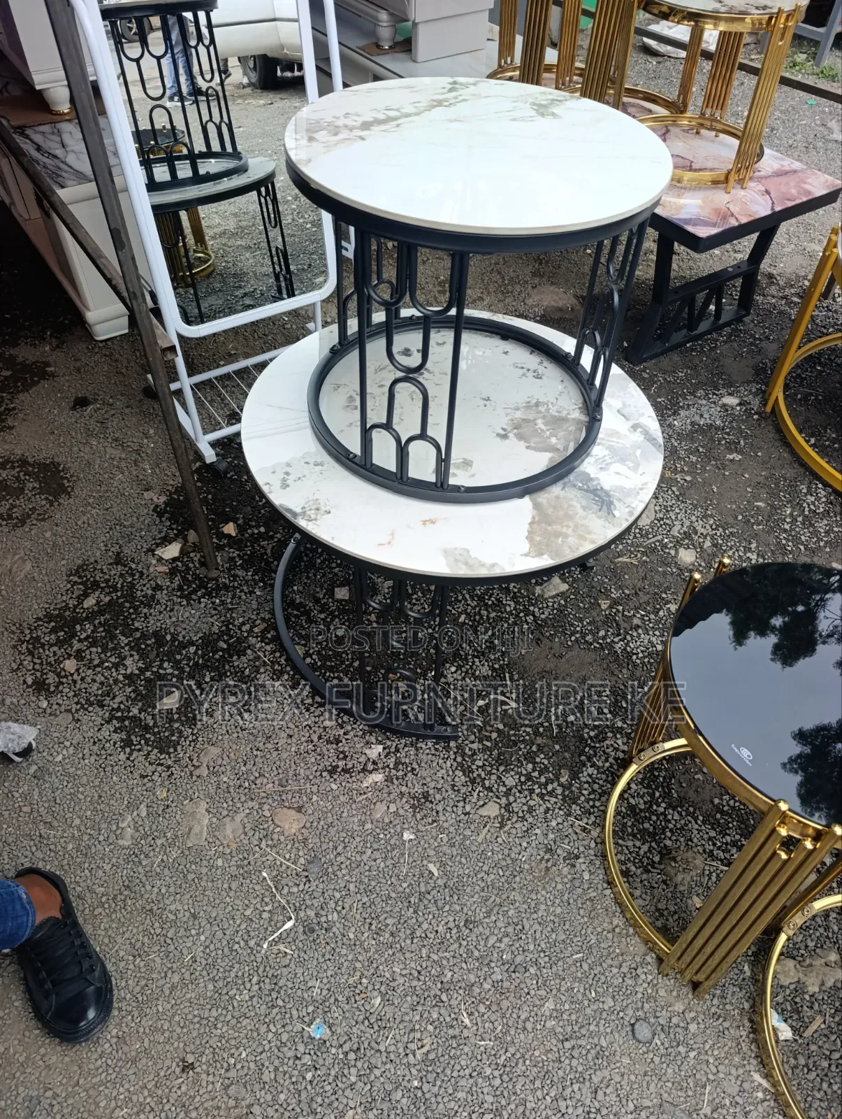 White & Black Nesting Stool Set