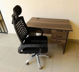 1m Walnut Office Desk Set