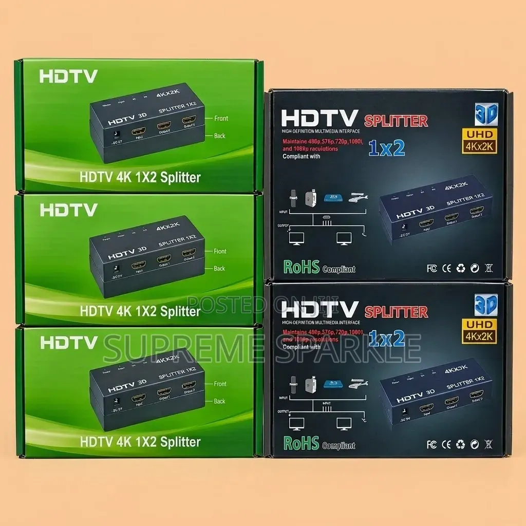 4K HDMI Splitter 1x2 Dual Screen Output UHD 3D 2160p.