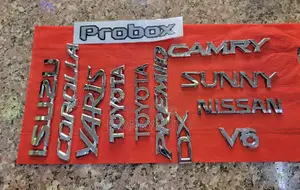 Chrome Car Emblems. Toyota, Isuzu, Nissan, V6, Corolla, Premio, Camry