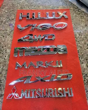 Chrome Car Emblems. Hilux, Vigo, 4WD, Mazda, Mark II, Axio, Mitsubishi