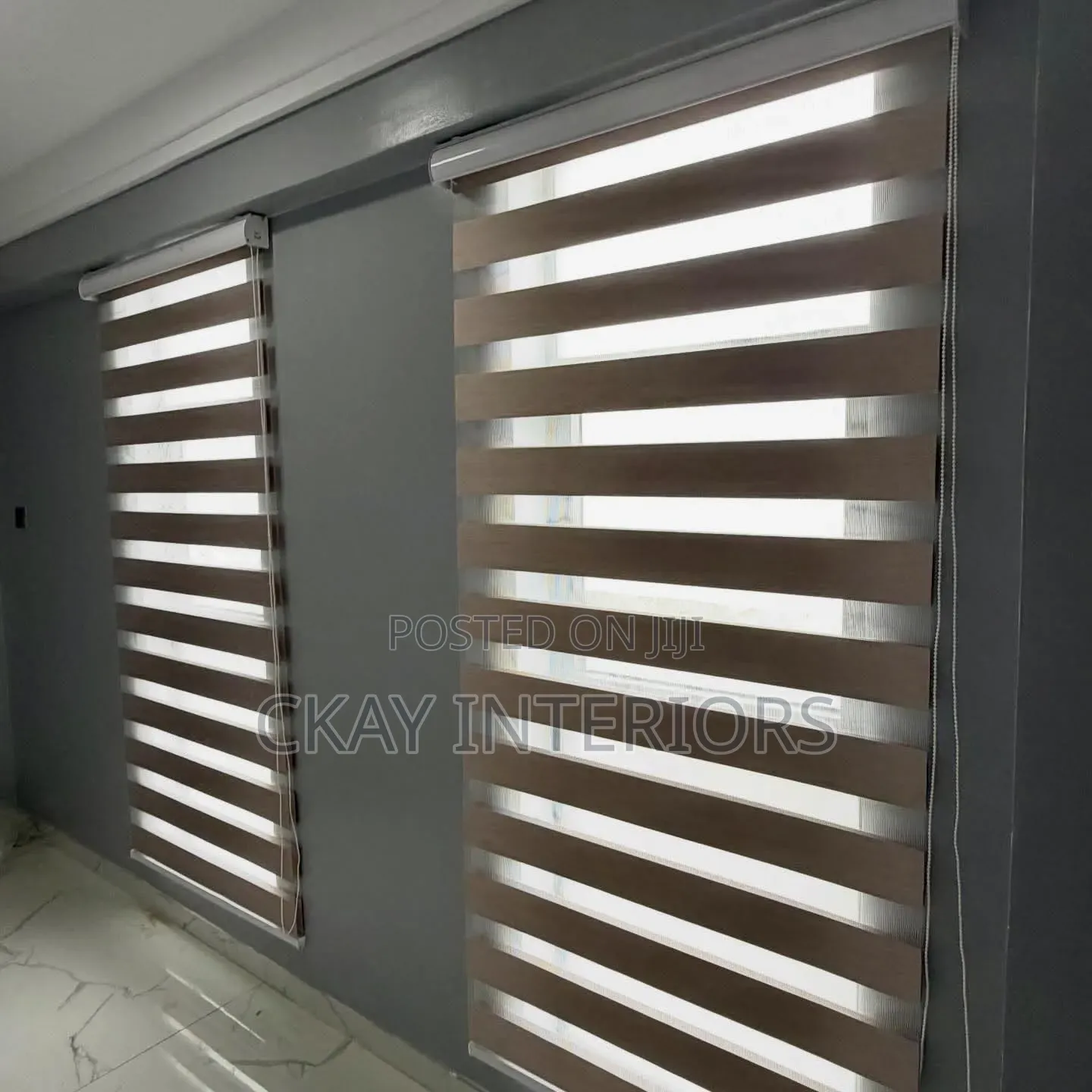 Large Windows Beige Beautiful Horizontal Blinds
