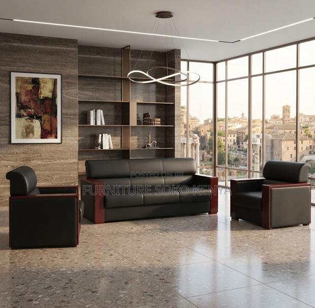 Sofas: Office Business Leather Modular Guest Arm Sofa Set - thumbnail 5
