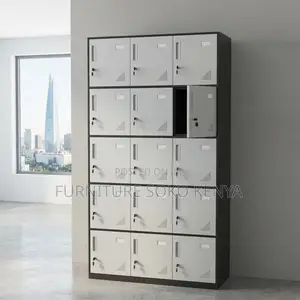 Office Cabinets: Metallic 15-Door Lockable Office Storage Unit
