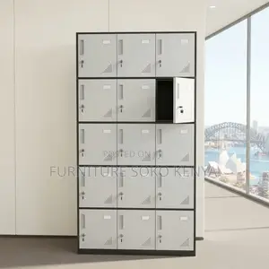 Office Cabinets: Metallic 15-Door Lockable Office Storage Unit